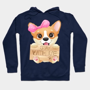 Cute little corgi holding a signboard tshirt Hoodie